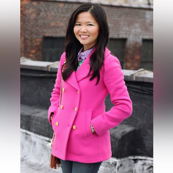 J. CREW Stadium Cloth Majesty Double Breasted Pea Coat - Picture 2 of 13